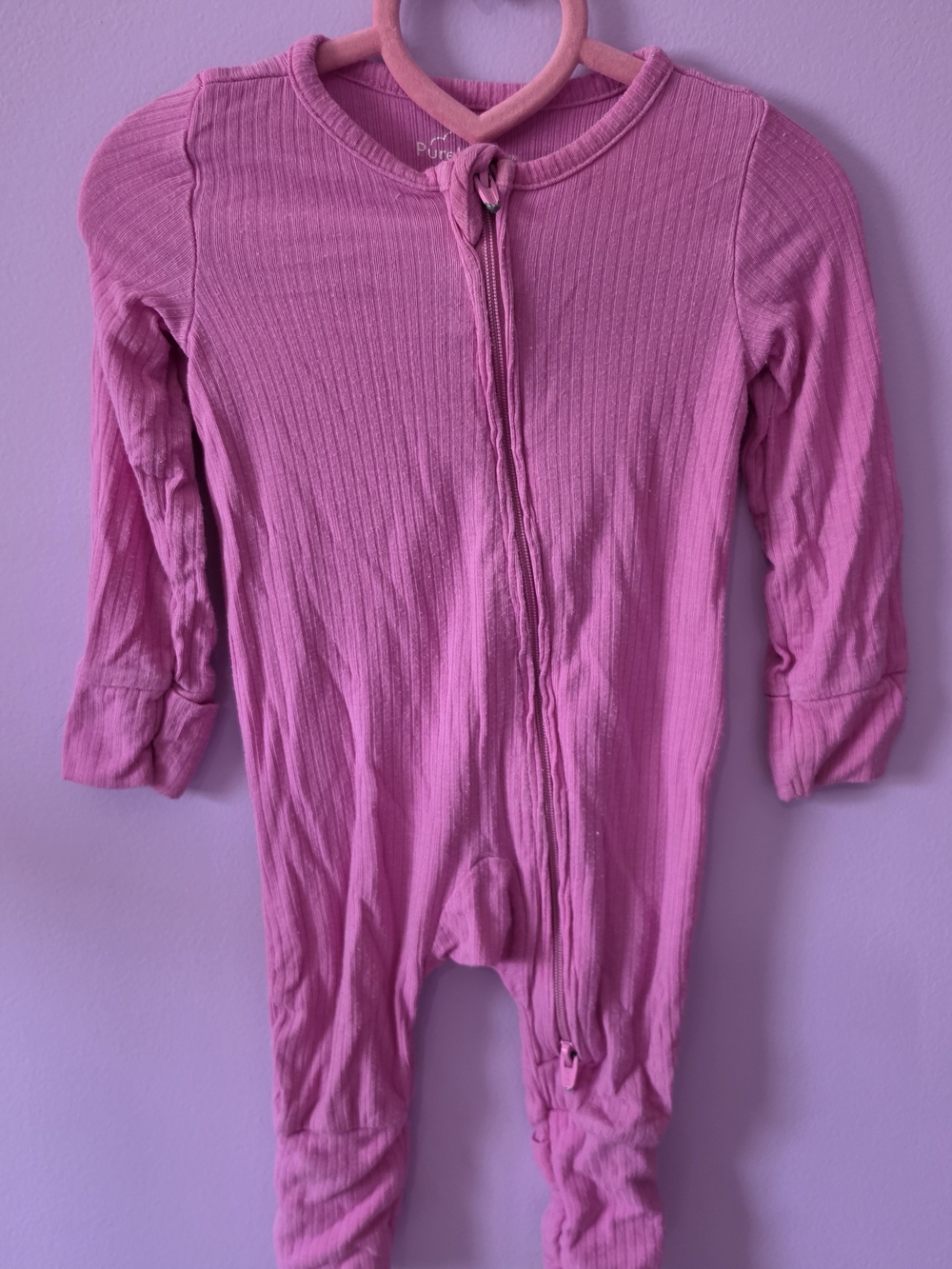 Carters Purely Soft Pink Ribbed One-Piece Sleeper